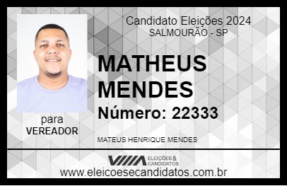 Candidato MATEUS MENDES 2024 - SALMOURÃO - Eleições