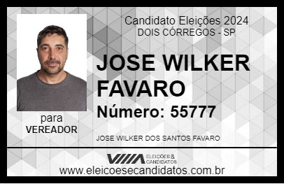 Candidato JOSE WILKER FAVARO 2024 - DOIS CÓRREGOS - Eleições