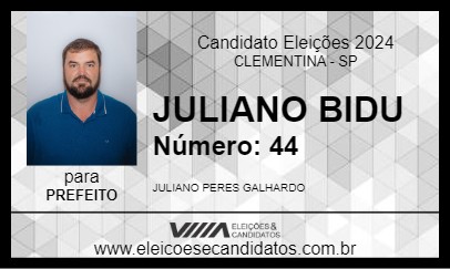 Candidato JULIANO BIDU 2024 - CLEMENTINA - Eleições