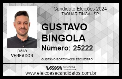 Candidato GUSTAVO BINGOLA 2024 - TAQUARITINGA - Eleições