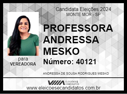 Candidato PROFESSORA ANDRESSA MESKO 2024 - MONTE MOR - Eleições