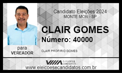 Candidato CLAIR GOMES 2024 - MONTE MOR - Eleições