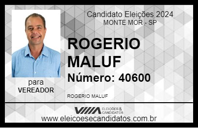 Candidato ROGERIO MALUF 2024 - MONTE MOR - Eleições