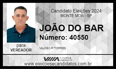 Candidato JOÃO DO BAR 2024 - MONTE MOR - Eleições