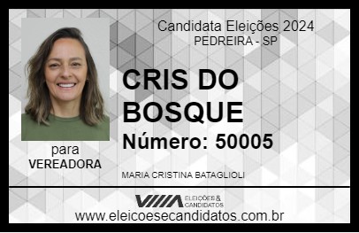 Candidato CRIS DO BOSQUE 2024 - PEDREIRA - Eleições