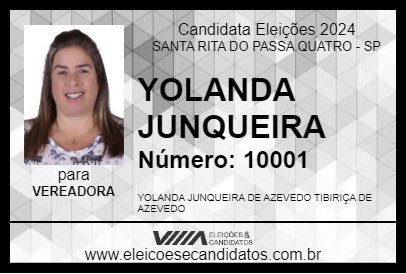 Candidato YOLANDA JUNQUEIRA 2024 - SANTA RITA DO PASSA QUATRO - Eleições