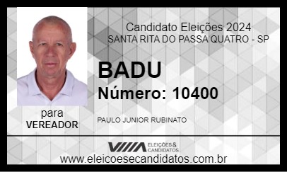 Candidato BADU 2024 - SANTA RITA DO PASSA QUATRO - Eleições