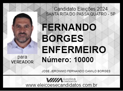 Candidato FERNANDO BORGES ENFERMEIRO 2024 - SANTA RITA DO PASSA QUATRO - Eleições