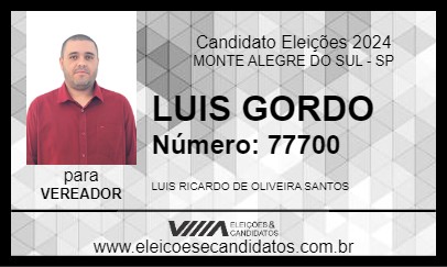 Candidato LUIS GORDO 2024 - MONTE ALEGRE DO SUL - Eleições