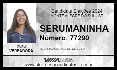 Candidato SERUMANINHA 2024 - MONTE ALEGRE DO SUL - Eleições