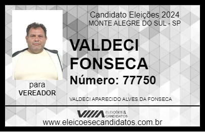 Candidato VALDECI FONSECA 2024 - MONTE ALEGRE DO SUL - Eleições