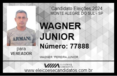 Candidato WAGNER JUNIOR 2024 - MONTE ALEGRE DO SUL - Eleições