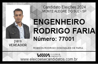 Candidato ENGENHEIRO RODRIGO FARIA 2024 - MONTE ALEGRE DO SUL - Eleições