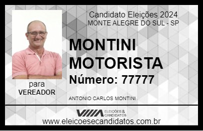 Candidato MONTINI MOTORISTA 2024 - MONTE ALEGRE DO SUL - Eleições