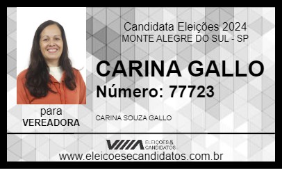 Candidato CARINA GALLO 2024 - MONTE ALEGRE DO SUL - Eleições