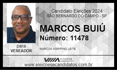 Candidato MARCOS BUIÚ 2024 - SÃO BERNARDO DO CAMPO - Eleições