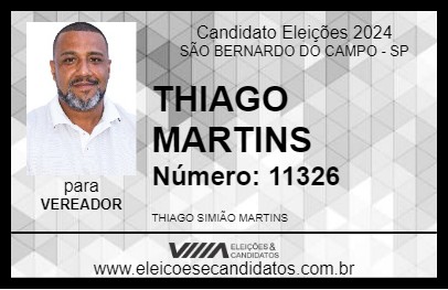 Candidato THIAGO MARTINS 2024 - SÃO BERNARDO DO CAMPO - Eleições