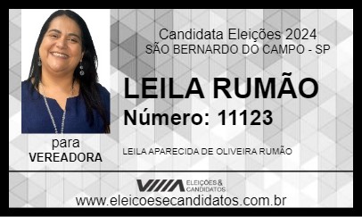 Candidato LEILA RUMÃO 2024 - SÃO BERNARDO DO CAMPO - Eleições