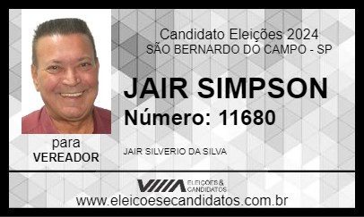 Candidato JAIR  SIMPSON 2024 - SÃO BERNARDO DO CAMPO - Eleições