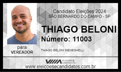 Candidato THIAGO BELONI 2024 - SÃO BERNARDO DO CAMPO - Eleições