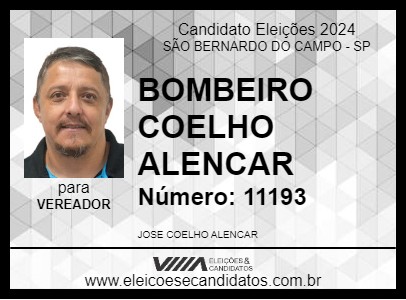 Candidato BOMBEIRO COELHO ALENCAR 2024 - SÃO BERNARDO DO CAMPO - Eleições