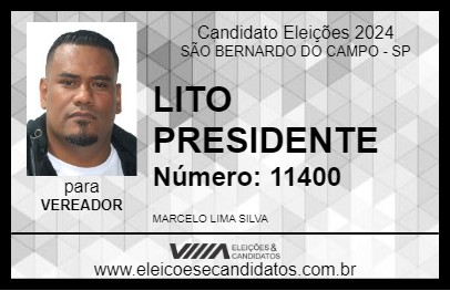 Candidato LITO PRESIDENTE 2024 - SÃO BERNARDO DO CAMPO - Eleições