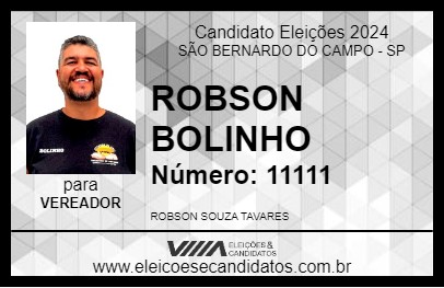 Candidato ROBSON BOLINHO 2024 - SÃO BERNARDO DO CAMPO - Eleições