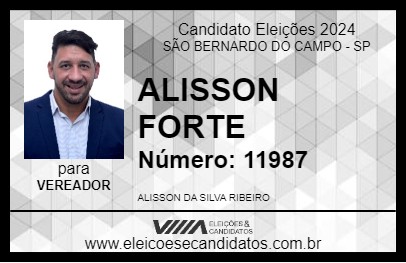 Candidato ALISSON FORTE 2024 - SÃO BERNARDO DO CAMPO - Eleições