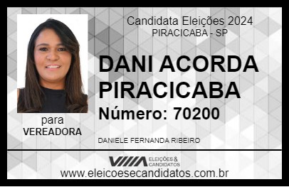 Candidato DANI ACORDA PIRACICABA 2024 - PIRACICABA - Eleições