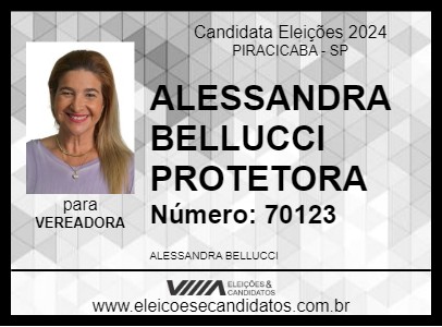 Candidato ALESSANDRA BELLUCCI PROTETORA 2024 - PIRACICABA - Eleições