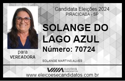 Candidato SOLANGE DO LAGO AZUL 2024 - PIRACICABA - Eleições