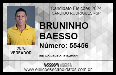 Candidato BRUNINHO BAESSO 2024 - CÂNDIDO RODRIGUES - Eleições