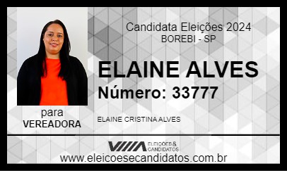 Candidato ELAINE ALVES 2024 - BOREBI - Eleições