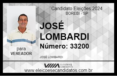 Candidato JOSÉ LOMBARDI 2024 - BOREBI - Eleições