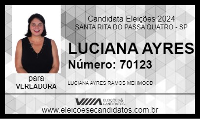 Candidato LUCIANA AYRES 2024 - SANTA RITA DO PASSA QUATRO - Eleições