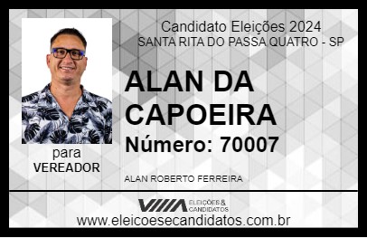 Candidato ALAN DA CAPOEIRA 2024 - SANTA RITA DO PASSA QUATRO - Eleições