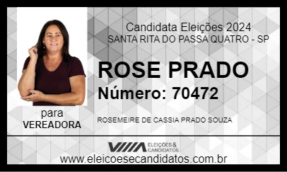 Candidato ROSE PRADO 2024 - SANTA RITA DO PASSA QUATRO - Eleições