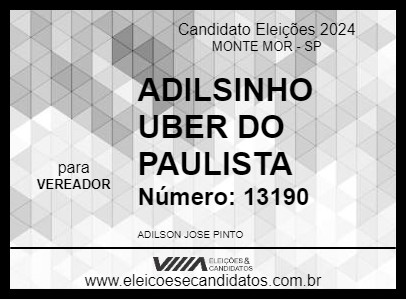 Candidato ADILSINHO UBER DO PAULISTA 2024 - MONTE MOR - Eleições