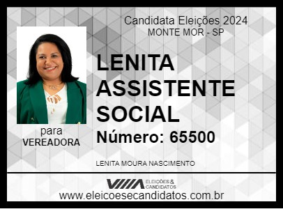 Candidato LENITA ASSISTENTE SOCIAL 2024 - MONTE MOR - Eleições