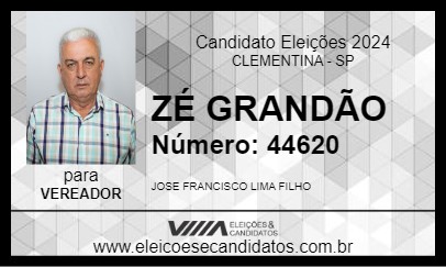 Candidato ZÉ GRANDÃO 2024 - CLEMENTINA - Eleições