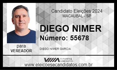 Candidato DIEGO NIMER 2024 - MACAUBAL - Eleições