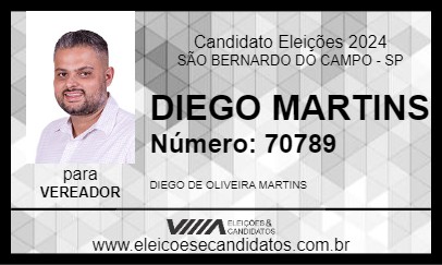 Candidato DIEGO MARTINS 2024 - SÃO BERNARDO DO CAMPO - Eleições