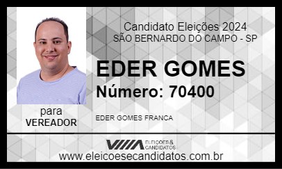 Candidato EDER GOMES 2024 - SÃO BERNARDO DO CAMPO - Eleições