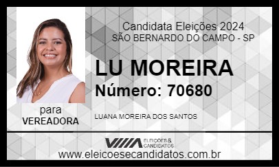 Candidato LU MOREIRA 2024 - SÃO BERNARDO DO CAMPO - Eleições