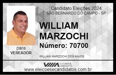 Candidato WILLIAM MARZOCHI 2024 - SÃO BERNARDO DO CAMPO - Eleições