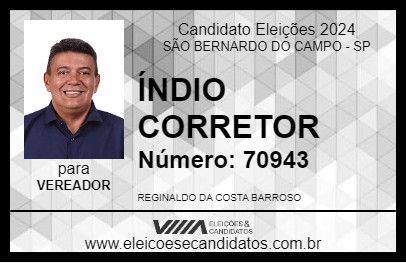 Candidato ÍNDIO CORRETOR 2024 - SÃO BERNARDO DO CAMPO - Eleições