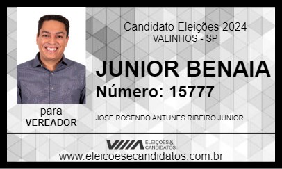 Candidato JUNIOR BENAIA 2024 - VALINHOS - Eleições