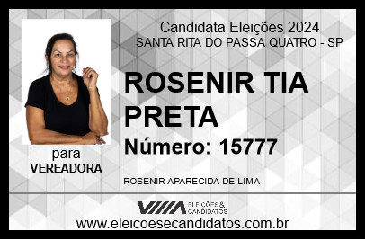 Candidato TIA PRETA 2024 - SANTA RITA DO PASSA QUATRO - Eleições