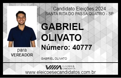 Candidato GABRIEL OLIVATO 2024 - SANTA RITA DO PASSA QUATRO - Eleições