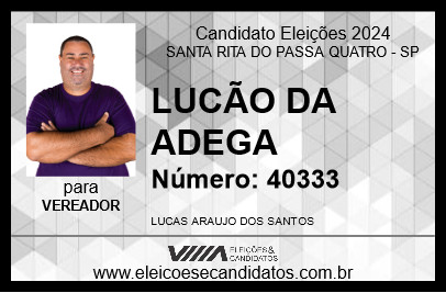 Candidato LUCÃO DA ADEGA 2024 - SANTA RITA DO PASSA QUATRO - Eleições